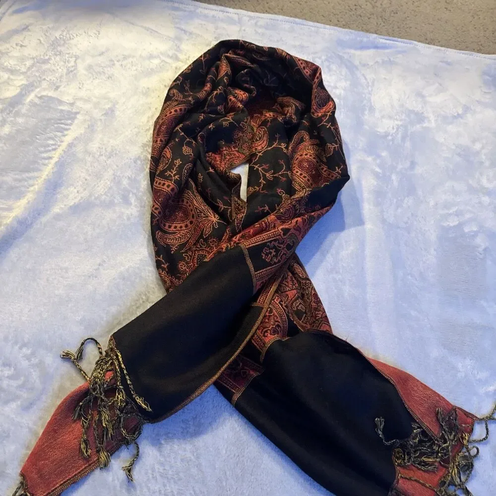 Unbranded Viscose Wool & Cotton Blend Scarf Shawl,Paisley, Multicolored Scarf